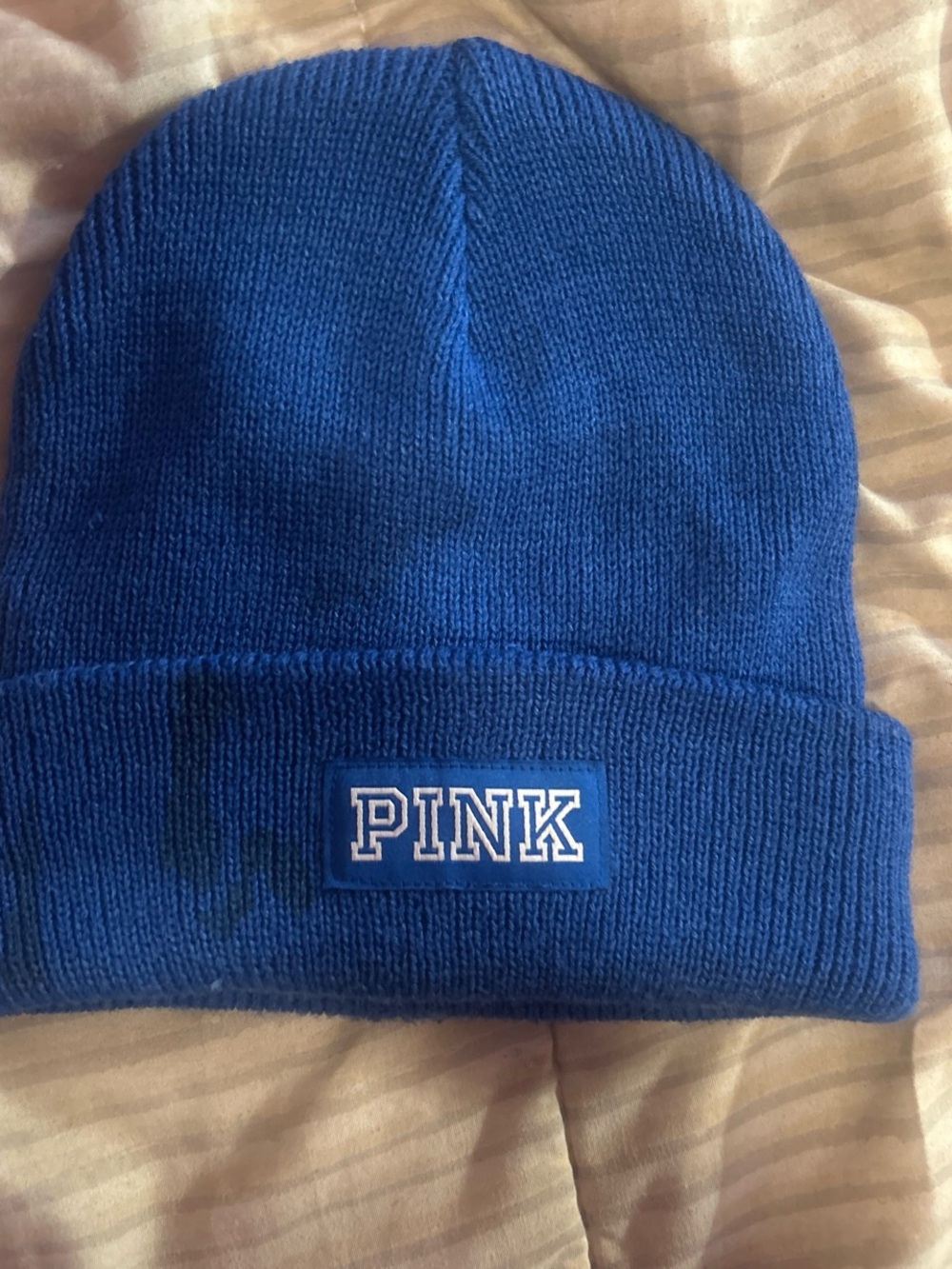 PINK Victoria's Secret Blue Knit Cuffed Beanie
